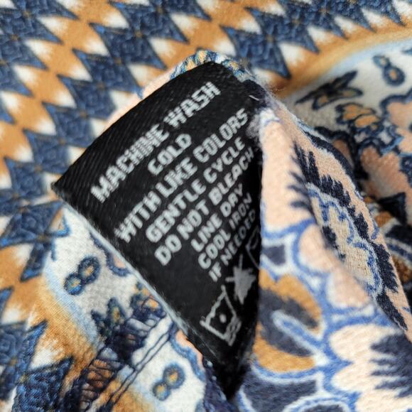 MSK Womens Dress Medium Blue Floral V-neck Baloon Sleeve Lace Trim Shift Midi - Picture 14 of 16